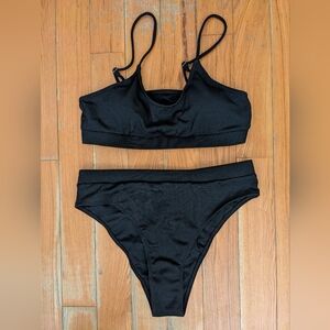 NWOT Lilosy Bikini Two Piece Black Swimsuit Women's XL
